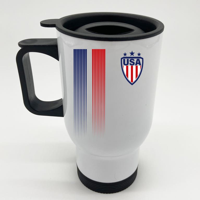 Cool USA Soccer Jersey Stripes Stainless Steel Travel Mug