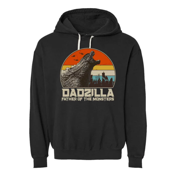 Cool Vintage Dadzilla Father Of Monsters Garment-Dyed Fleece Hoodie