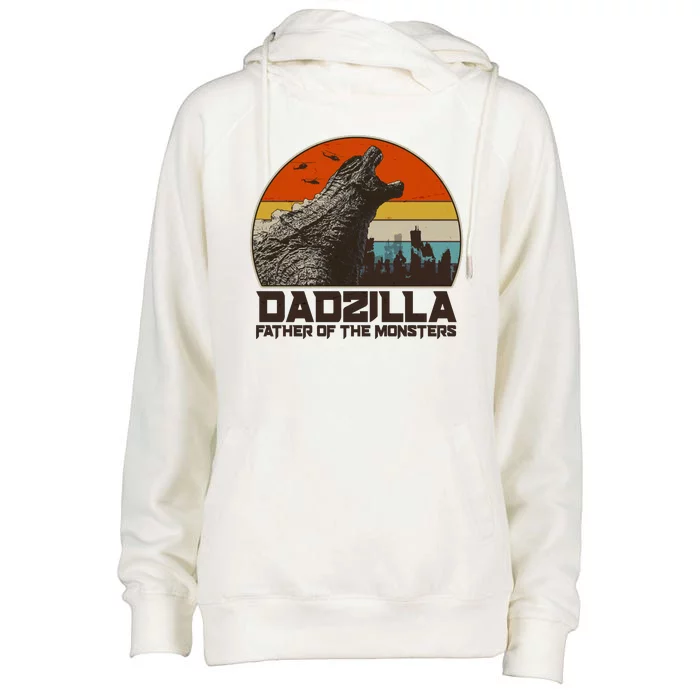 Cool Vintage Dadzilla Father Of Monsters Womens Funnel Neck Pullover Hood