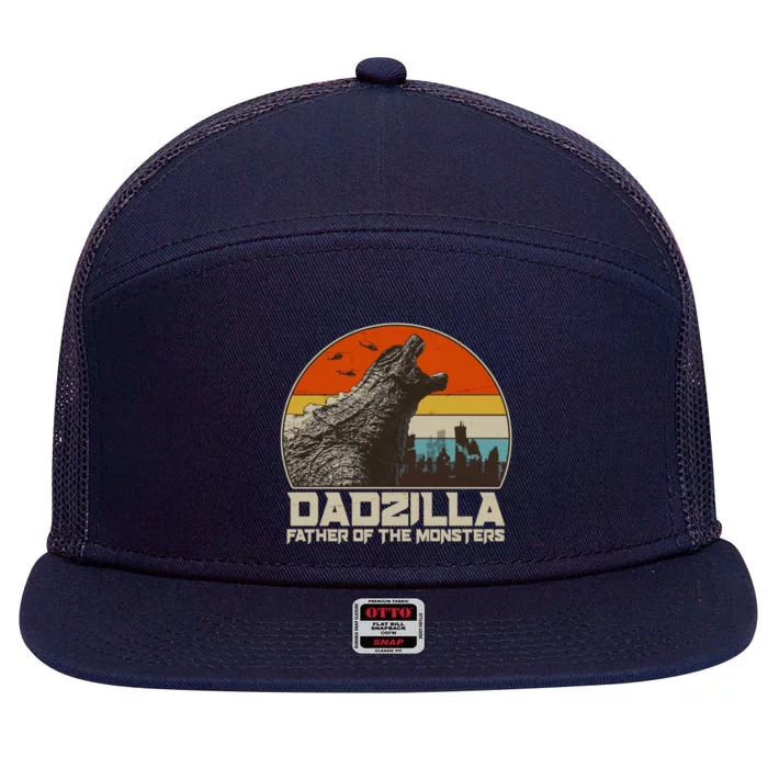 Cool Vintage Dadzilla Father Of Monsters 7 Panel Mesh Trucker Snapback Hat