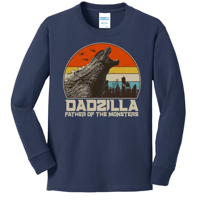 Cool Vintage Dadzilla Father Of Monsters Kids Long Sleeve Shirt