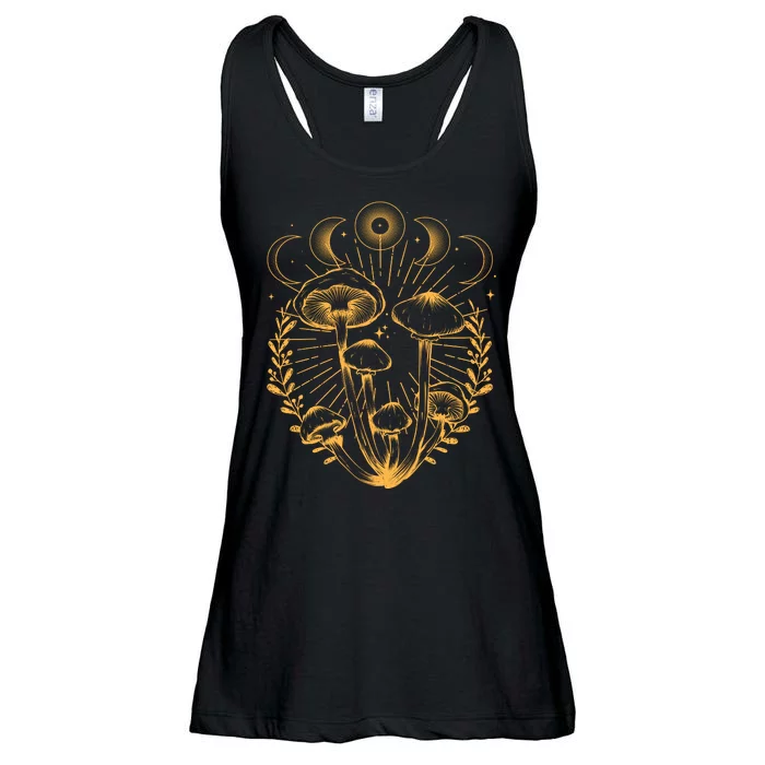 Cool Vintage Mushrooms And Moon Phases Ladies Essential Flowy Tank