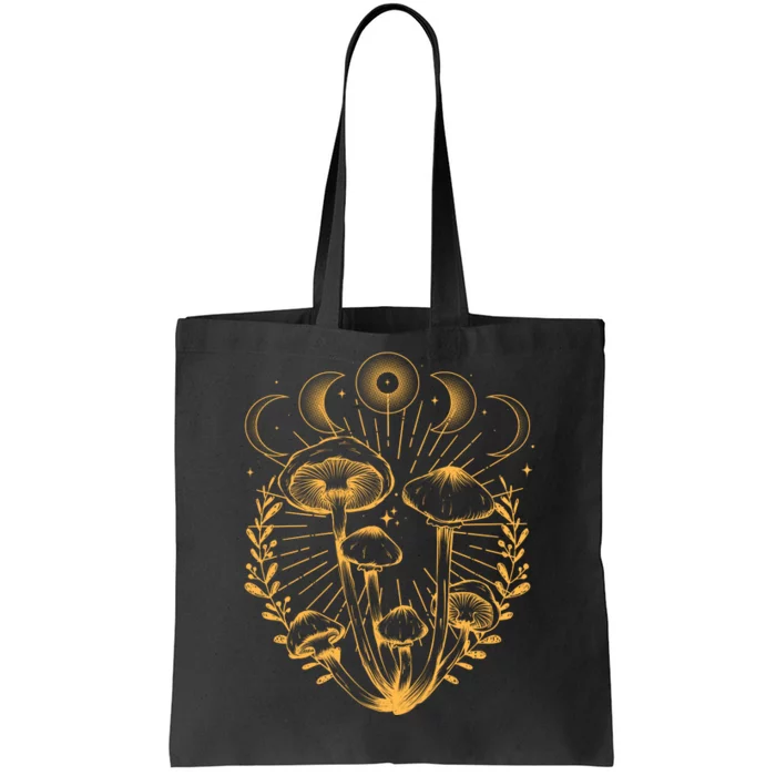 Cool Vintage Mushrooms And Moon Phases Tote Bag