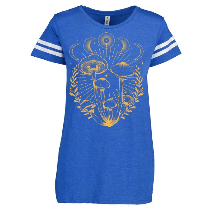 Cool Vintage Mushrooms And Moon Phases Enza Ladies Jersey Football T-Shirt