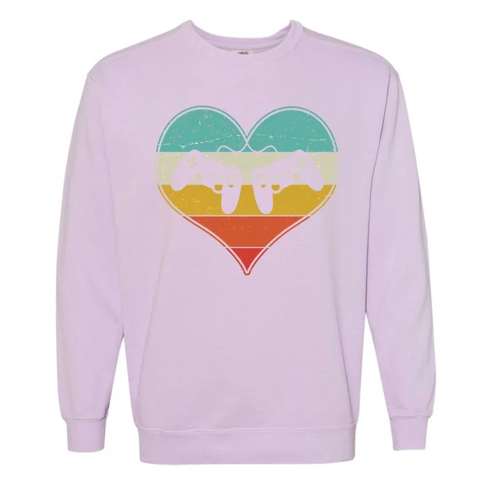 Cool Vintage Valentine Video Gamer Fan Garment-Dyed Sweatshirt