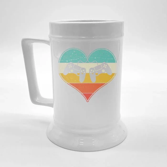 Cool Vintage Valentine Video Gamer Fan Front & Back Beer Stein