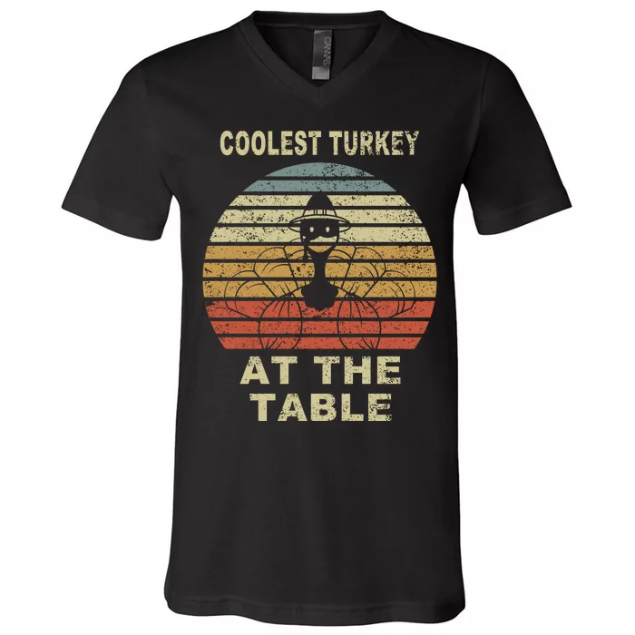 Coolest Turkey At The Table Vintage V-Neck T-Shirt