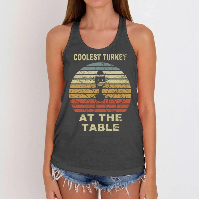 Coolest Turkey At The Table Vintage Women's Knotted Racerback Tank