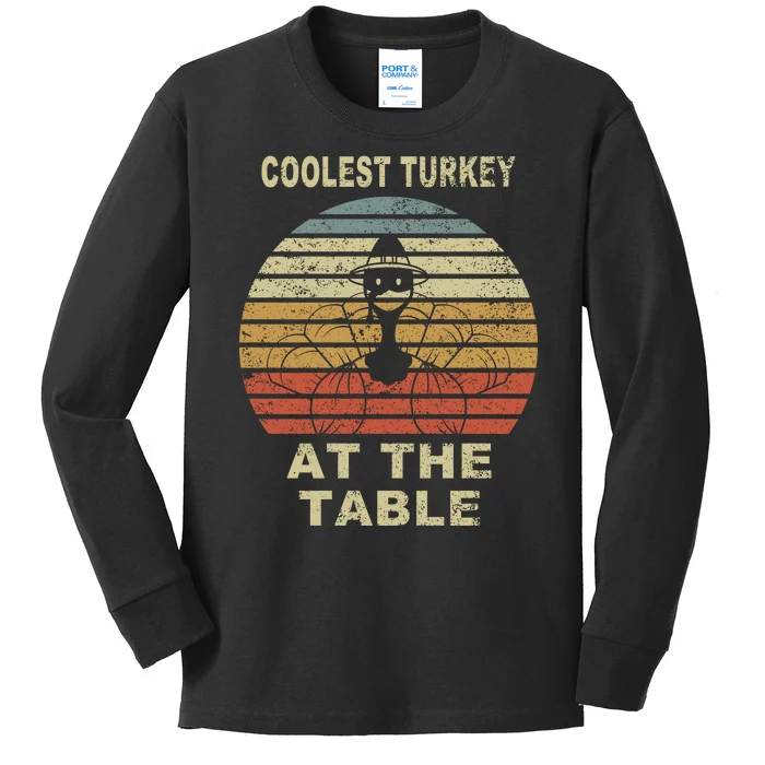 Coolest Turkey At The Table Vintage Kids Long Sleeve Shirt