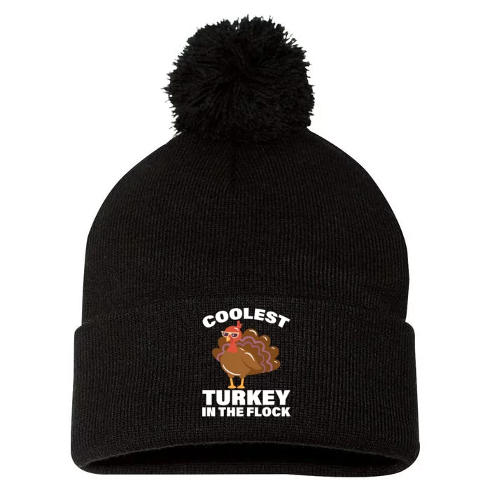 Coolest Turkey In The Flock Pom Pom 12in Knit Beanie