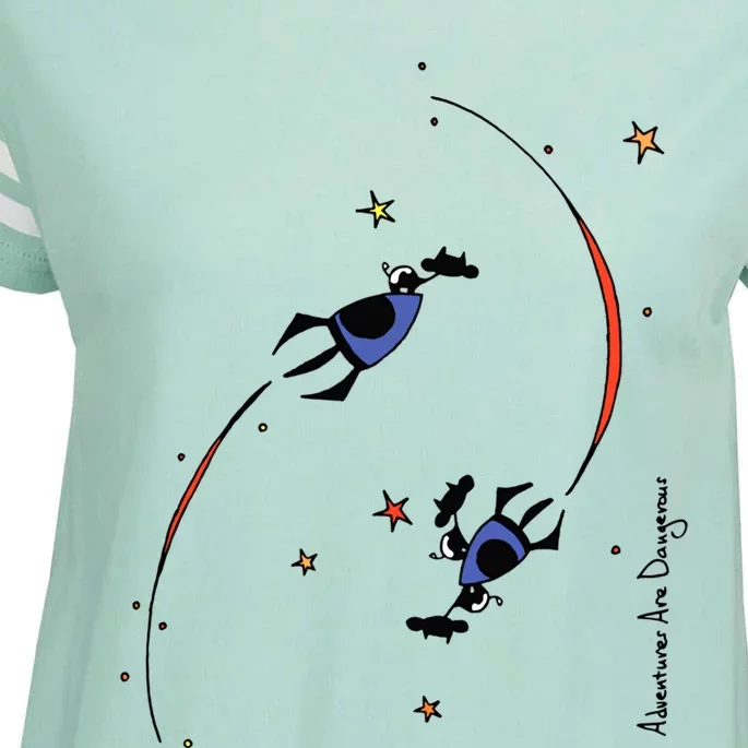 Cows On Purple Spaceships Stars (Colour Options Available) Gift Enza Ladies Jersey Football T-Shirt