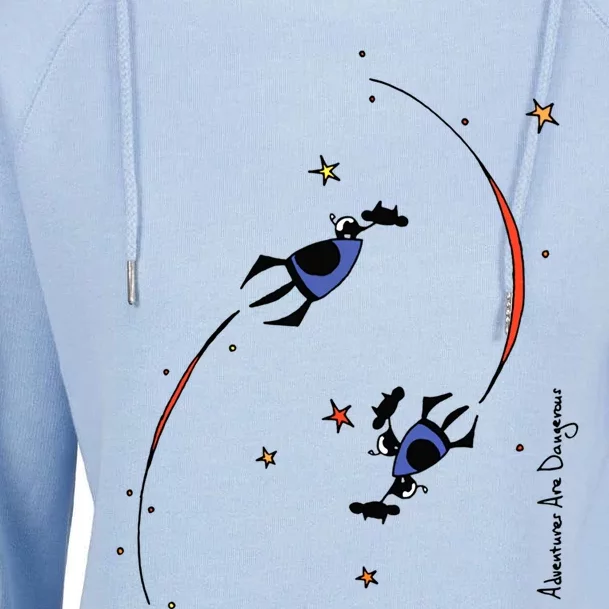 Cows On Purple Spaceships Stars (Colour Options Available) Gift Womens Funnel Neck Pullover Hood