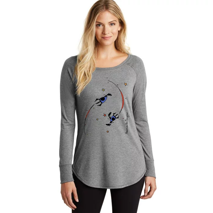 Cows On Purple Spaceships Stars (Colour Options Available) Gift Women's Perfect Tri Tunic Long Sleeve Shirt