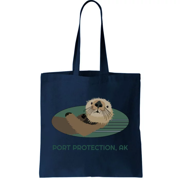 Cute Otter Port Protection Alaska Coast Resident Fisherman Funny Gift Tote Bag