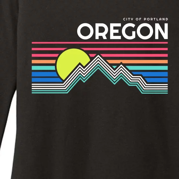 City Of Portland Oregon Retro Sunset Womens CVC Long Sleeve Shirt