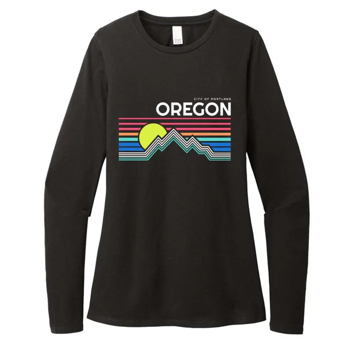 City Of Portland Oregon Retro Sunset Womens CVC Long Sleeve Shirt