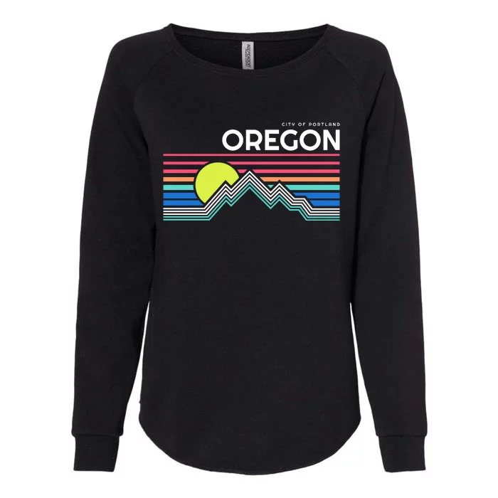 City Of Portland Oregon Retro Sunset Womens California Wash Sweatshirt