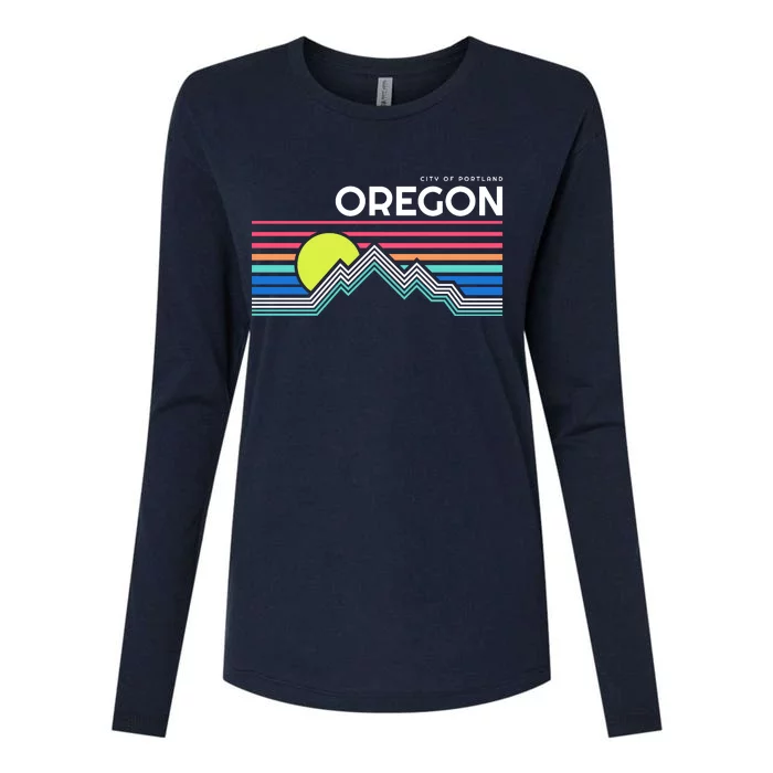 City Of Portland Oregon Retro Sunset Womens Cotton Relaxed Long Sleeve T-Shirt