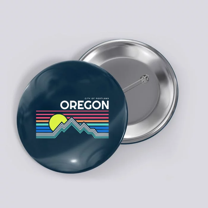 City Of Portland Oregon Retro Sunset Button