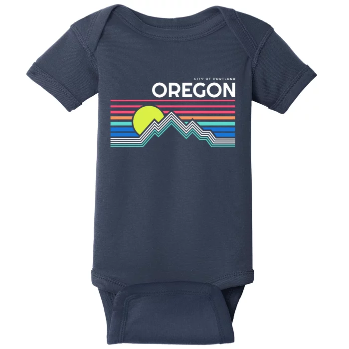 City Of Portland Oregon Retro Sunset Baby Bodysuit