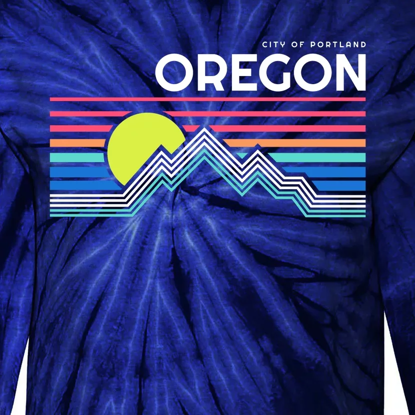 City Of Portland Oregon Retro Sunset Tie-Dye Long Sleeve Shirt