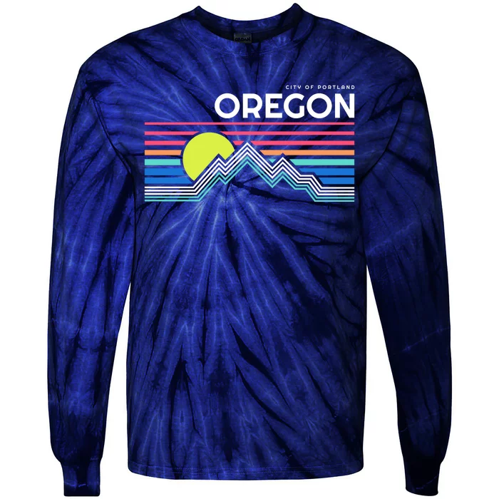 City Of Portland Oregon Retro Sunset Tie-Dye Long Sleeve Shirt