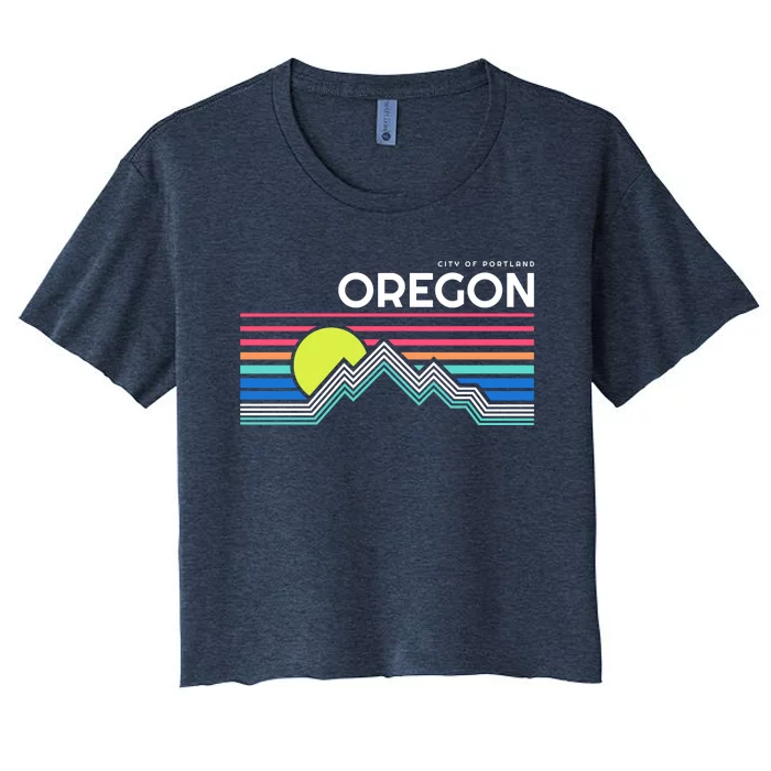 City Of Portland Oregon Retro Sunset Women's Crop Top Tee