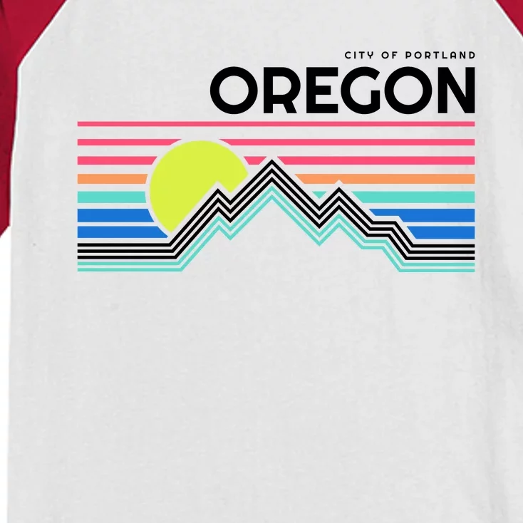 City Of Portland Oregon Retro Sunset Kids Colorblock Raglan Jersey