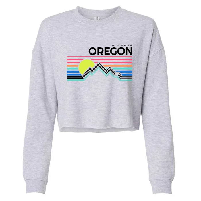 City Of Portland Oregon Retro Sunset Cropped Pullover Crew