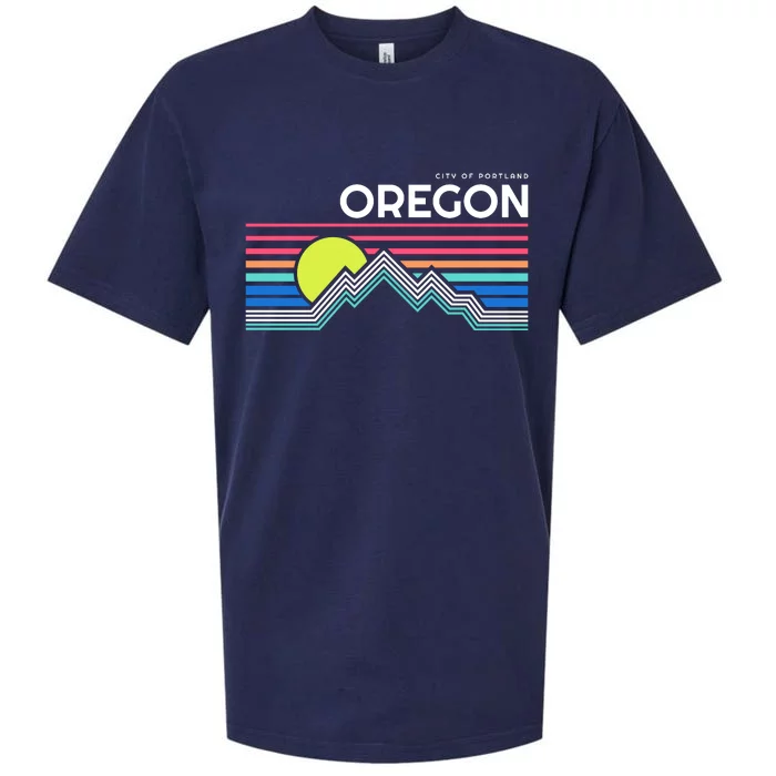 City Of Portland Oregon Retro Sunset Sueded Cloud Jersey T-Shirt