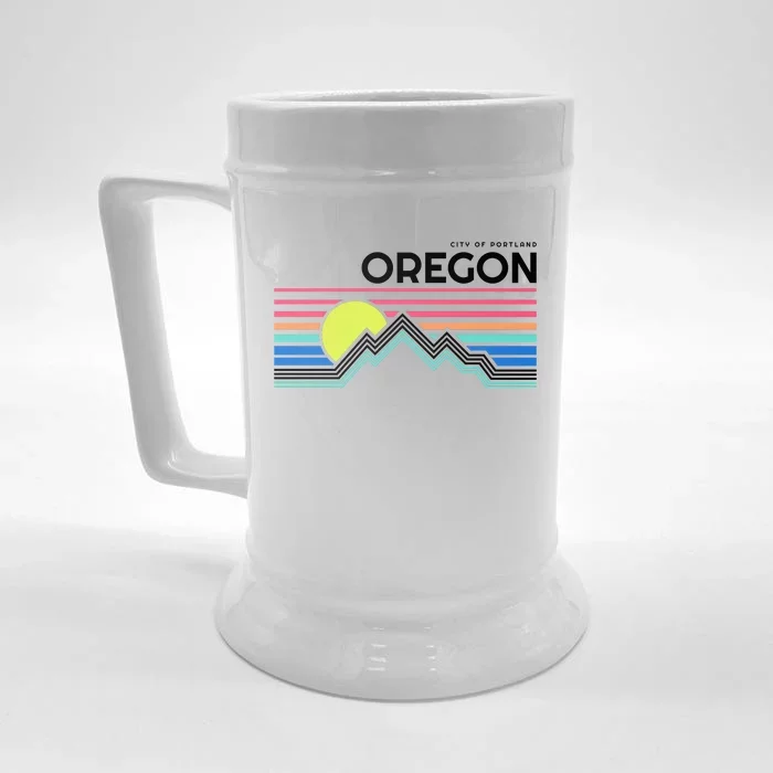 City Of Portland Oregon Retro Sunset Front & Back Beer Stein