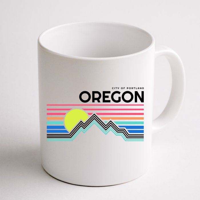 City Of Portland Oregon Retro Sunset Front & Back Coffee Mug