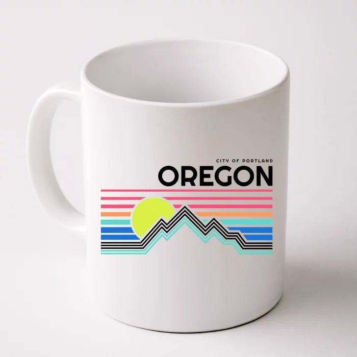 City Of Portland Oregon Retro Sunset Front & Back Coffee Mug