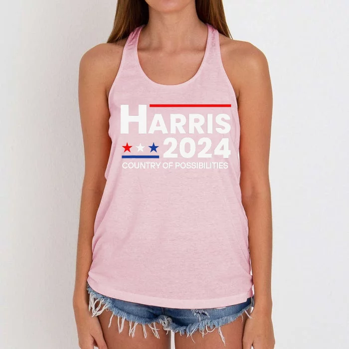 Country Of Possibilities Kamalaharris 2024 President Vote Women's Knotted Racerback Tank