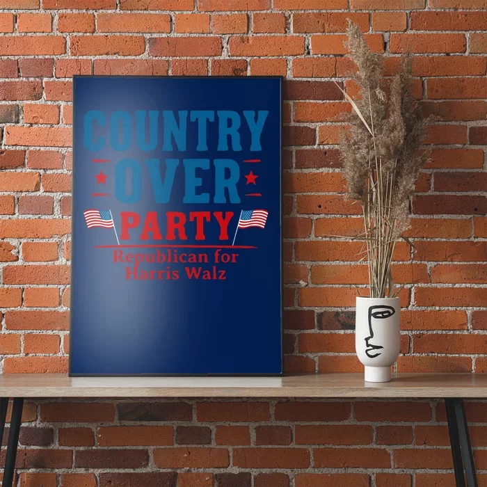 Country Over Party Republican For Kamala Harris Tim Walz Poster