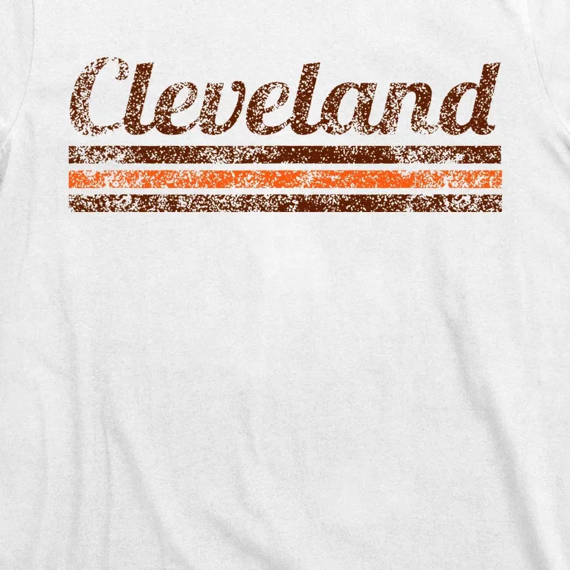 Cleveland Ohio Retro Vintage Weathered Stripe Throwback T-Shirt