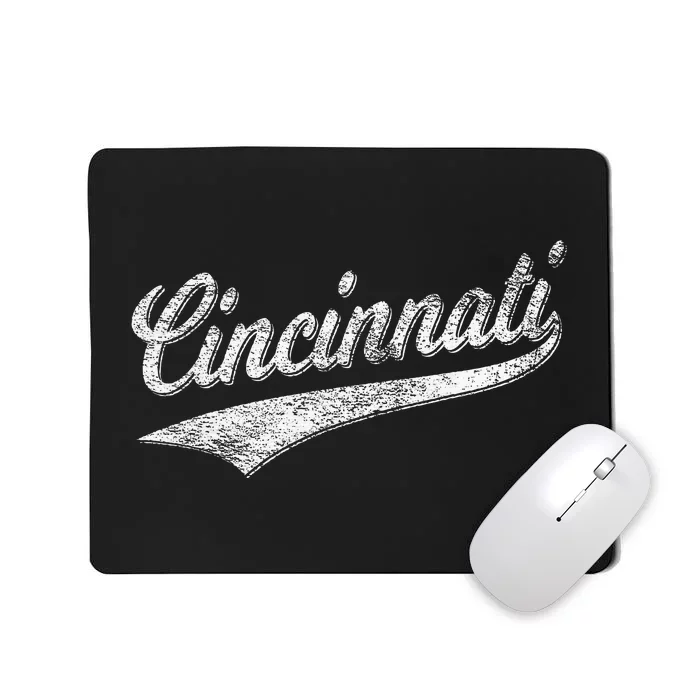 Cincinnati Ohio Retro Script Sports Jersey Flag Mousepad