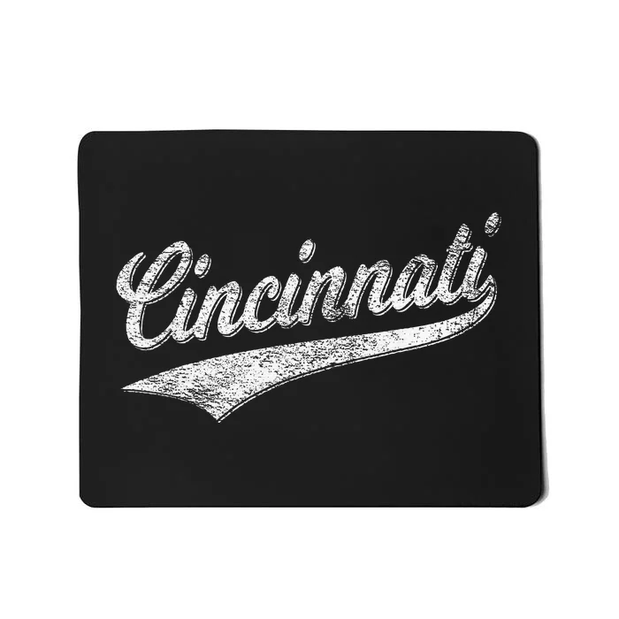 Cincinnati Ohio Retro Script Sports Jersey Flag Mousepad