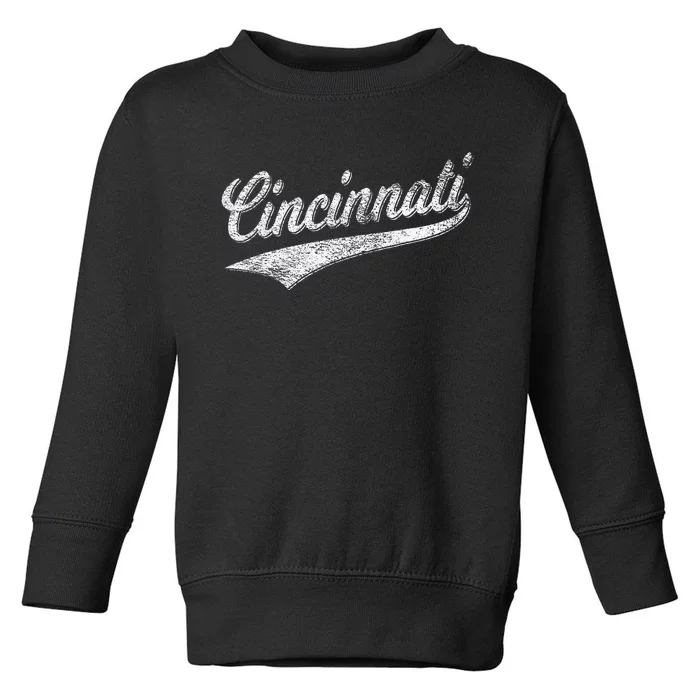 Cincinnati Ohio Retro Script Sports Jersey Flag Toddler Sweatshirt