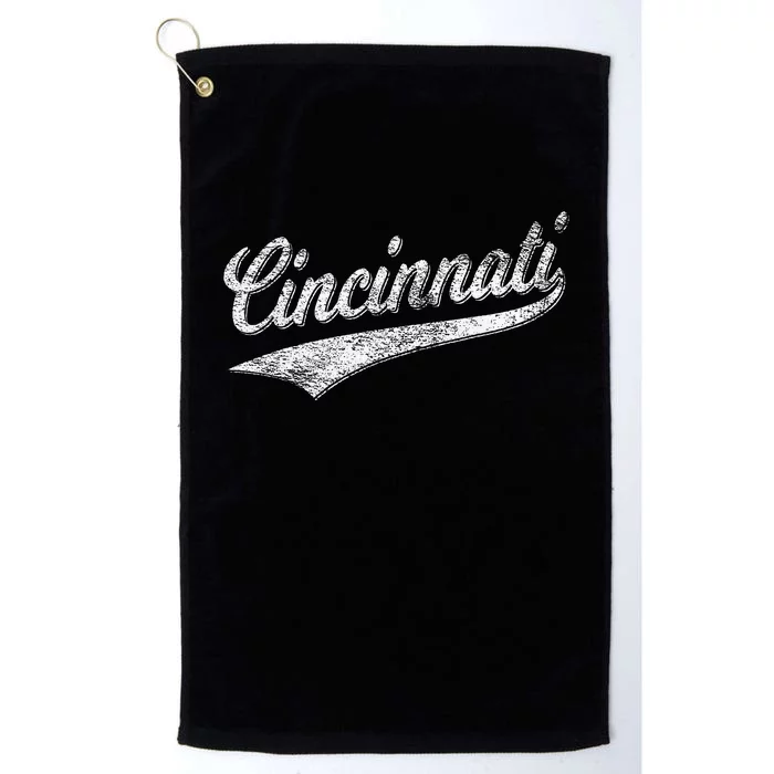 Cincinnati Ohio Retro Script Sports Jersey Flag Platinum Collection Golf Towel