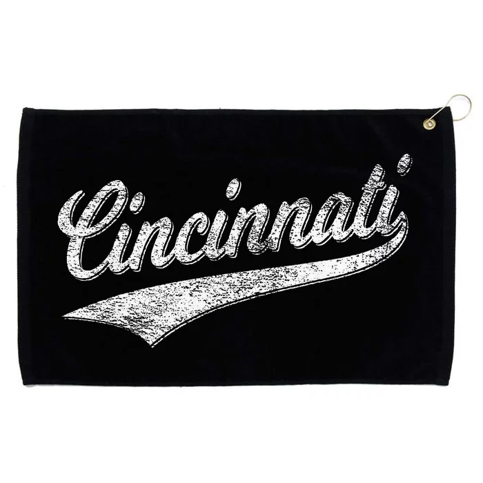 Cincinnati Ohio Retro Script Sports Jersey Flag Grommeted Golf Towel