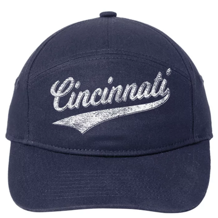 Cincinnati Ohio Retro Script Sports Jersey Flag 7-Panel Snapback Hat