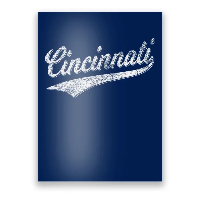 Cincinnati Ohio Retro Script Sports Jersey Flag Poster