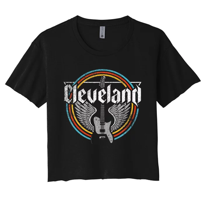 Cleveland Ohio Rock Music Retro Graphic Women's Crop Top Tee