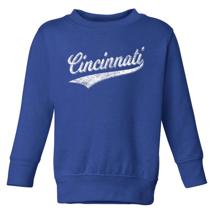 CINCINNATI OHIO RETRO SCRIPT SPORTS JERSEY FLAG Toddler Sweatshirt