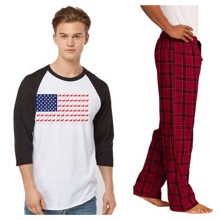 Corgi American Dog Flag Raglan Sleeve Pajama Set