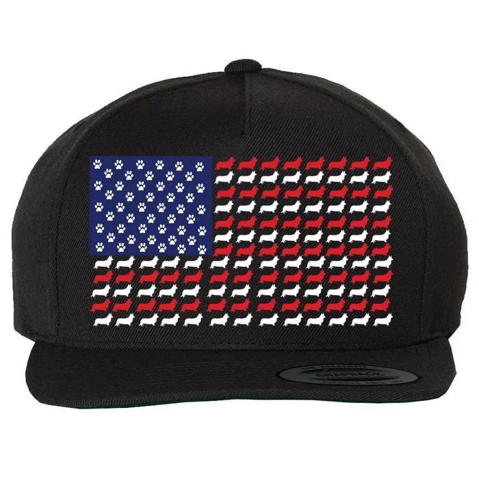 Corgi American Dog Flag Wool Snapback Cap