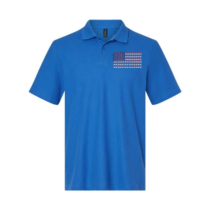 Corgi American Dog Flag Softstyle Adult Sport Polo