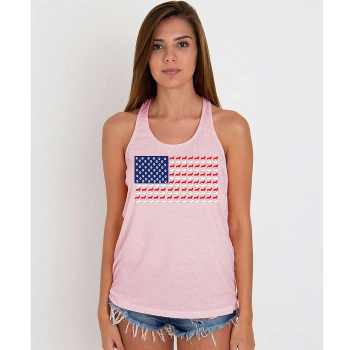 Corgi American Dog Flag Women's Knotted Racerback Tank