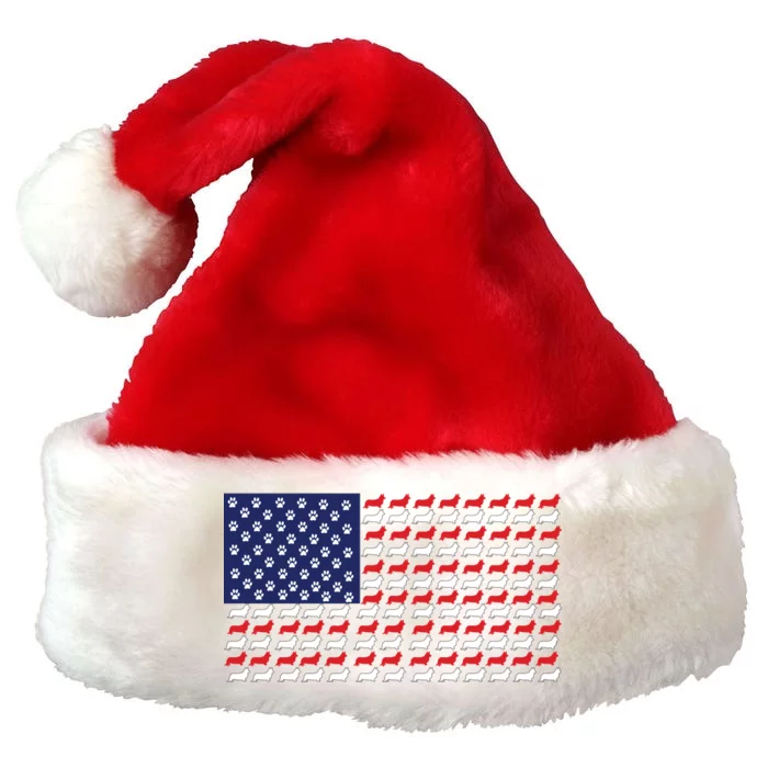 Corgi American Dog Flag Premium Christmas Santa Hat